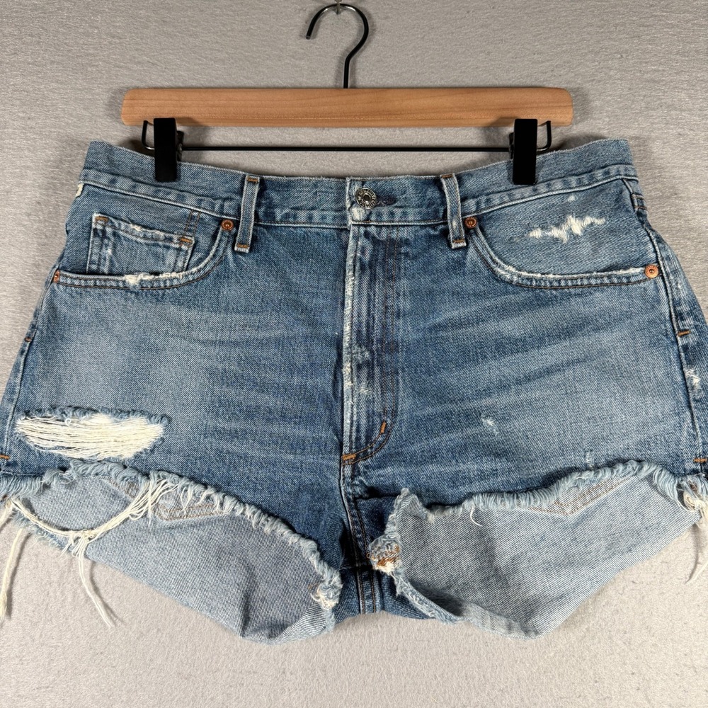 Citizens of‎ Humanity Danielle Cut-Off Shorts Blue Distressed Denim 990D-837 32